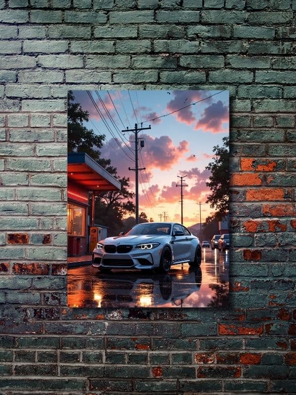 BMW M2 Gün Batımı Otomotiv Poster